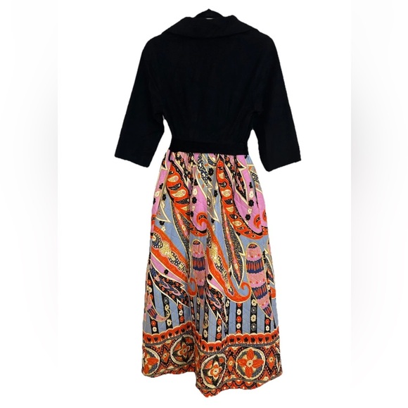 VTG 70’s Psychedelic Printed Quilted Long Sleeve Maxi Dress Dela-Ann Creation M - Picture 14 of 16